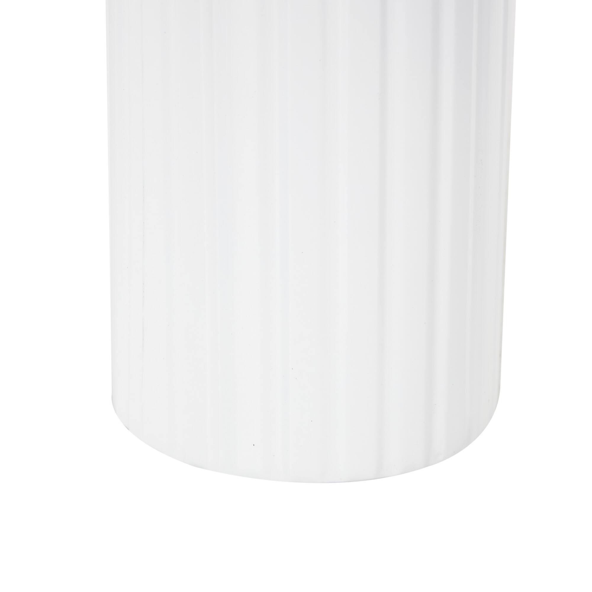 White & Brown Grooved Texture Metal & Wood Vase Set